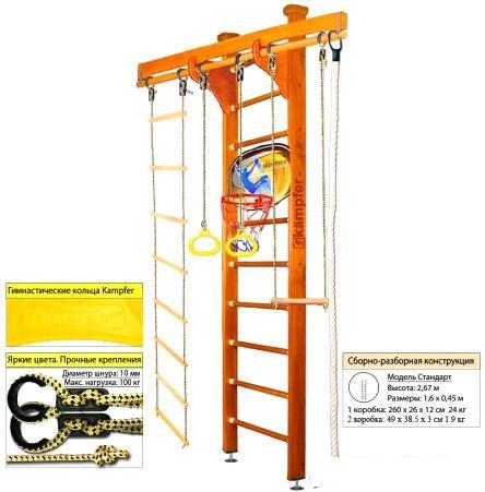 Шведская стенка (лестница) Kampfer Wooden Ladder Ceiling Basketball Shield (стандарт, классический) - фото 1 - id-p224868265