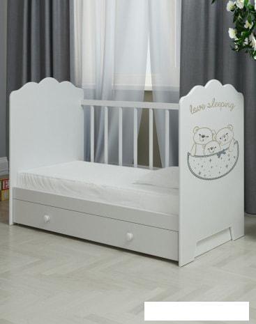 Классическая детская кроватка VDK Love Sleeping маятник с ящиком (белый) - фото 3 - id-p224966237