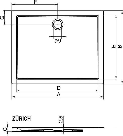 Душевой поддон Riho Zurich 100x90 [DA60] - фото 2 - id-p224852736