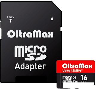 Карта памяти Oltramax Elite OM016GCSDHC10UHS-1-ElU1 microSDHC 16GB (с адаптером)