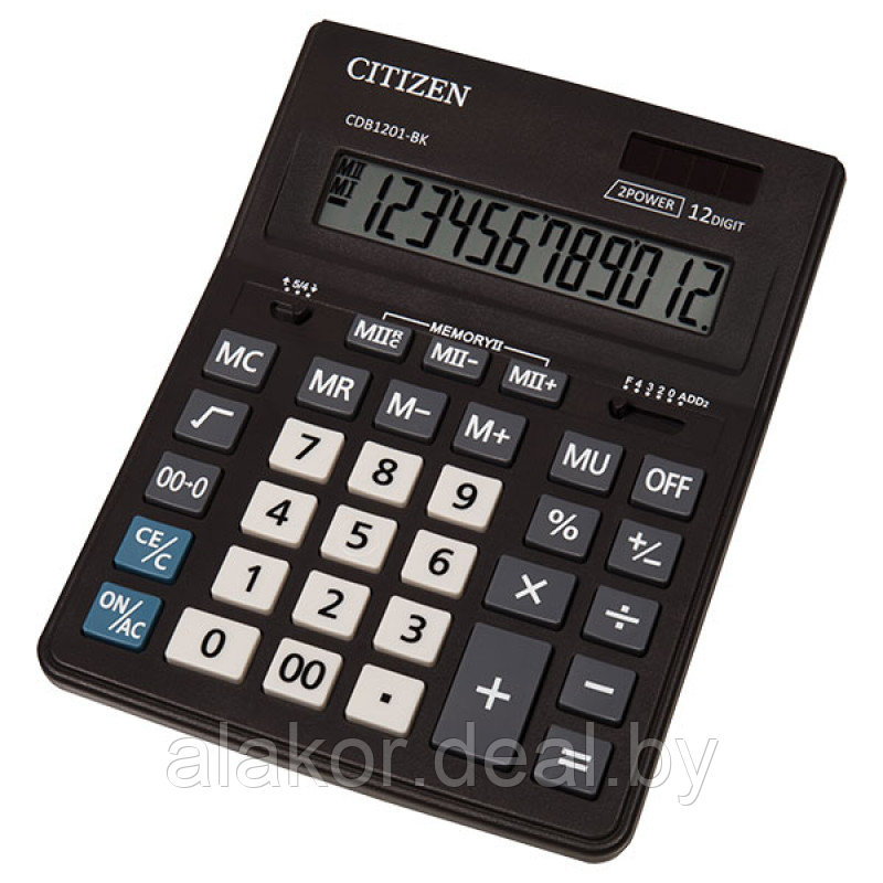 Калькулятор настольный CITIZEN CDB-1201, 12-разрядный, 205х155х35 мм, черный - фото 1 - id-p225062157