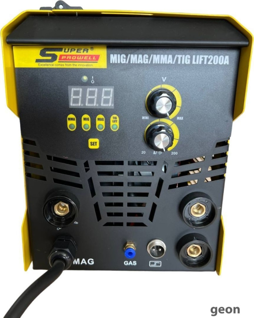 Сварочный инвертор Super Prowell MIG/MAG/MMA/TIG Lift 200А (5 кг, с газом, съемный рукав) - фото 3 - id-p225063074