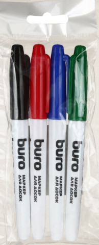 Набор маркеров для вайтбордов Buro 4 цвета - фото 2 - id-p225000067