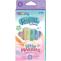 Фломастеры "Pastel", с блестками, 6 шт