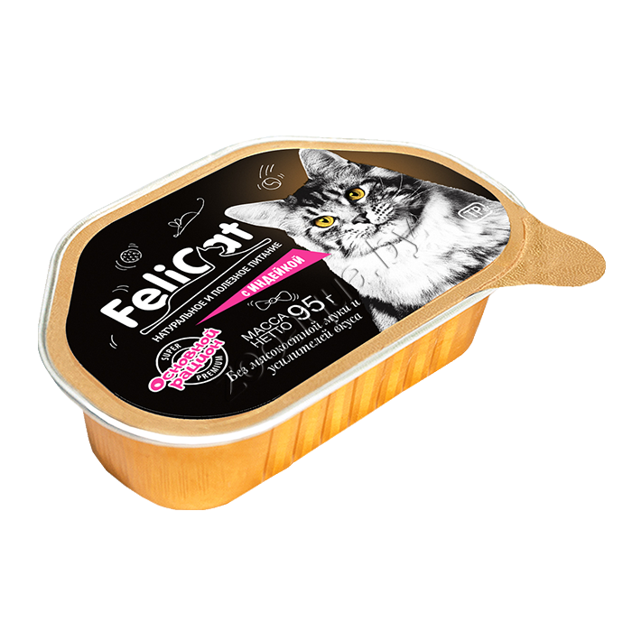 Корм консервированный Мясосодержащий для кошек с индейкой TM FeliCAT, 95 г - фото 1 - id-p225067401