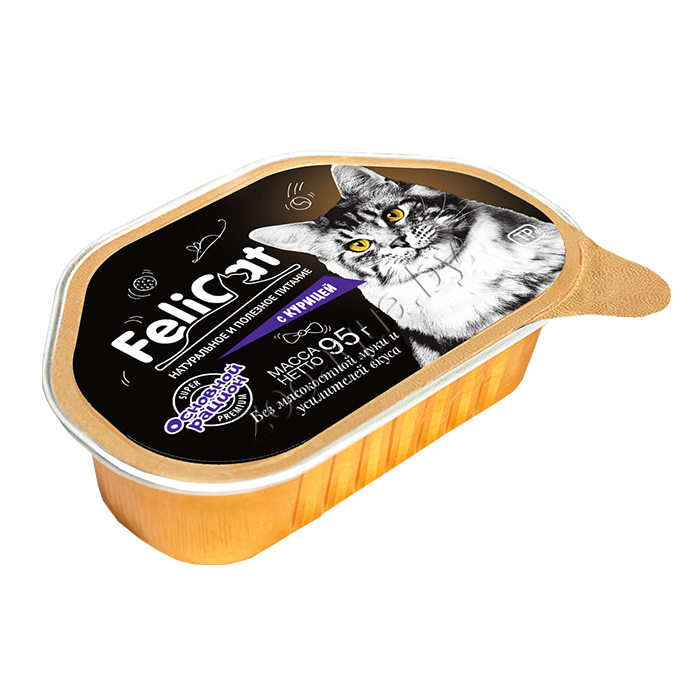 Корм консервированный Мясосодержащий для кошек с курицей TM FeliCAT, 95 г