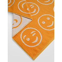 Полотенце махровое Smile, размер 70х140 см, смайл, оранжевый