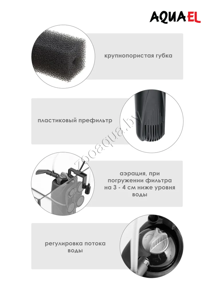 AQUAEL Фильтр для аквариума внутренний AQUAEL FAN FILTER 2 plus, для аквариума 100 - 150 л (450 л/ч, 5.2 Вт) - фото 5 - id-p121584583