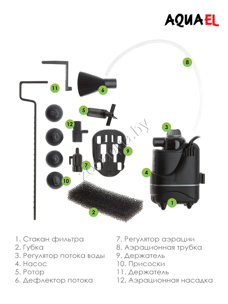 AQUAEL Фильтр для аквариума внутренний AQUAEL FAN FILTER MIKRO plus, для аквариума до 30 л (250 л/ч, 4 Вт) - фото 4 - id-p95968671