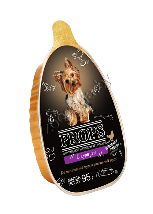 Корм консервированный Мясной для собак с курицей TM PROPS, 95 г - фото 1 - id-p225067375