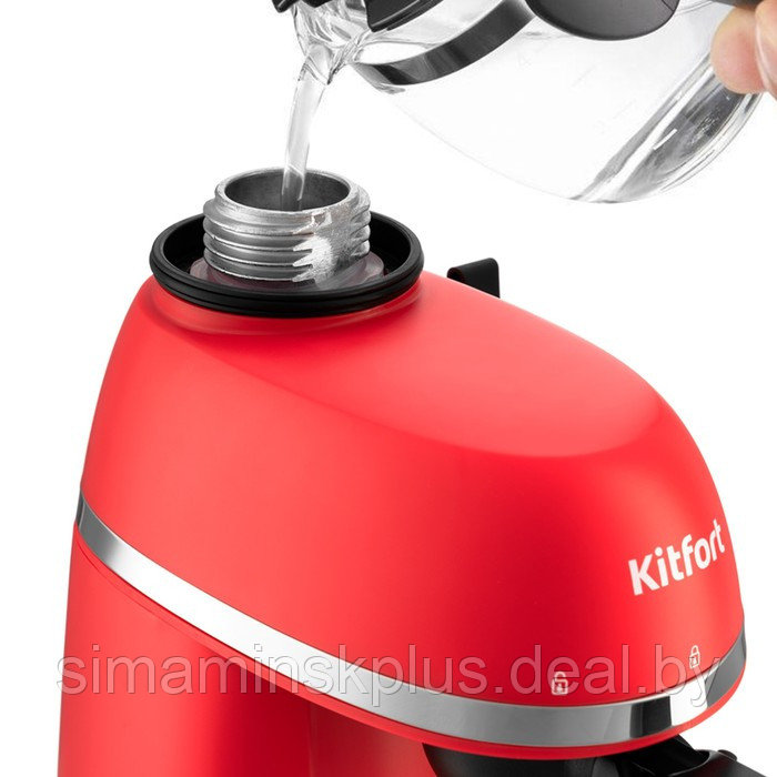 Кофеварка Kitfort КТ-760-1, рожковая, 800 Вт, 0.24 л, капучинатор, красная - фото 3 - id-p225077545