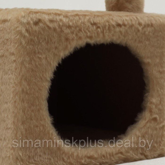 Домик для кошек с двумя полками, овальный вход, джут, 37 х 37 х 111 см, бежевый - фото 7 - id-p225077554