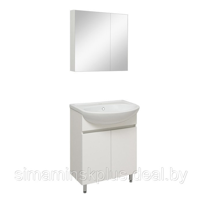 Тумба для ванной комнаты Runo "Лада 60" белый с раковиной, 47 х 61 х 80 см - фото 6 - id-p225077628