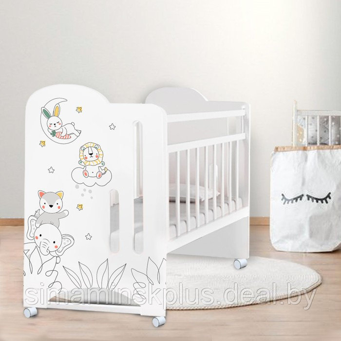 Кровать детская Baby time, колесо-качалка, Крошка Я (белый) ( 1200х600) - фото 1 - id-p225077706