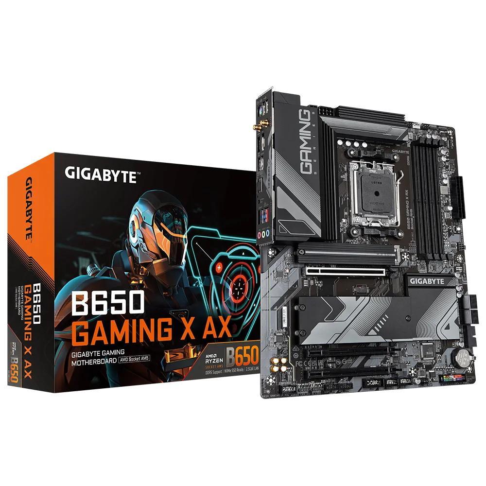 Материнская плата Gigabyte B650 GAMING X AX Soc-AM5 (B650) 3xPCI-Ex16 3xM.2 RAID 0/1/10 2.5GbE LAN Wi-Fi 6E BT - фото 1 - id-p225078097