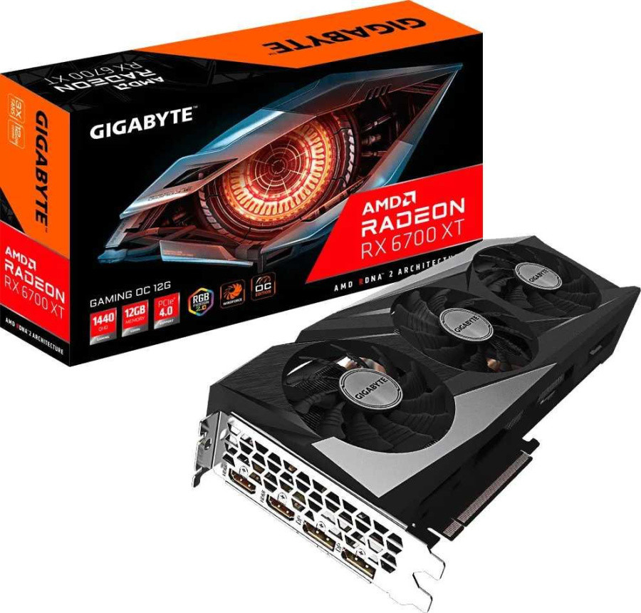 Видеокарта Gigabyte PCI-E 4.0 GV-R67XTGAMING OC-12GD AMD Radeon RX 6700XT 12Gb 192bit GDDR6 2514/16000 HDMIx2 - фото 1 - id-p225077997