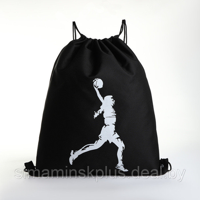Мешок для обуви TEXTURA баскетбол, 39*1*46, отд на стяжке, н/карман, черный - фото 1 - id-p225083514