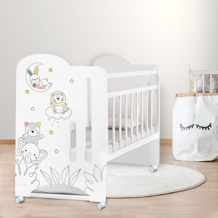 Кровать детская Baby time, колесо-качалка, Крошка Я (белый) ( 1200х600) - фото 1 - id-p225083564