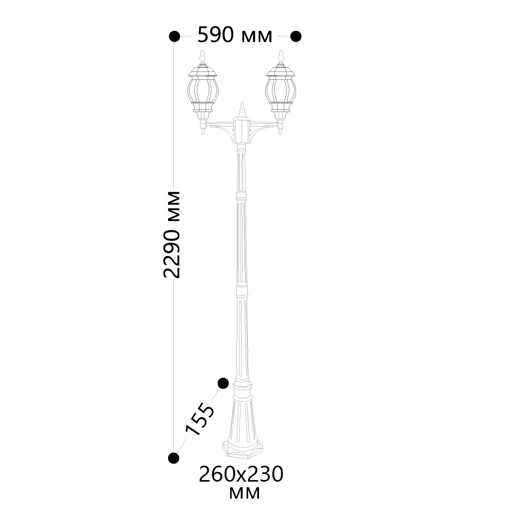 Уличный светильник фонарь PL8114 2*100W, E27, 230V, IP44, черный - фото 7 - id-p119519833