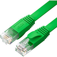 GCR Патч-корд PROF плоский прямой 0.15m, UTP медь кат.6, зеленый, 30 AWG, ethernet high speed 10 Гбит/с, RJ45,