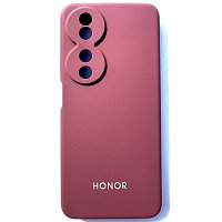 Силиконовый чехол с микрофиброй Silicone Case бордовый для Honor X7b