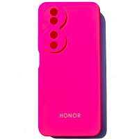 Силиконовый чехол с микрофиброй Silicone Case ярко-розовый для Honor X7b