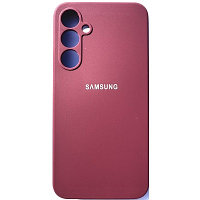 Силиконовый чехол с микрофиброй Silicone Case бордовый для Samsung Galaxy A55