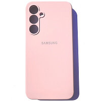 Силиконовый чехол с микрофиброй Silicone Case светло-розовый для Samsung Galaxy A55