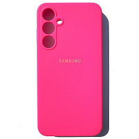 Силиконовый чехол с микрофиброй Silicone Case ярко-розовый для Samsung Galaxy A55
