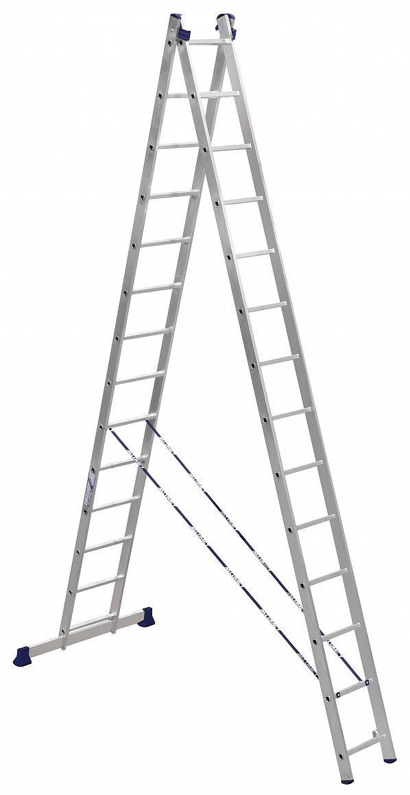 Алюмет Лестница алюм. двухсекционная шарнирная H2 (14 ступ. 394/674см 13,5кг) АЛЮМЕТ - фото 1 - id-p225086647