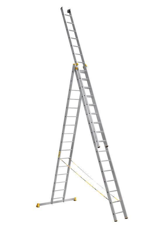Алюмет Лестница алюминиевая профессиональная трехсекционная P3 (12 ступ. 353/866см, 26.3кг) АЛЮМЕТ - фото 1 - id-p225088799