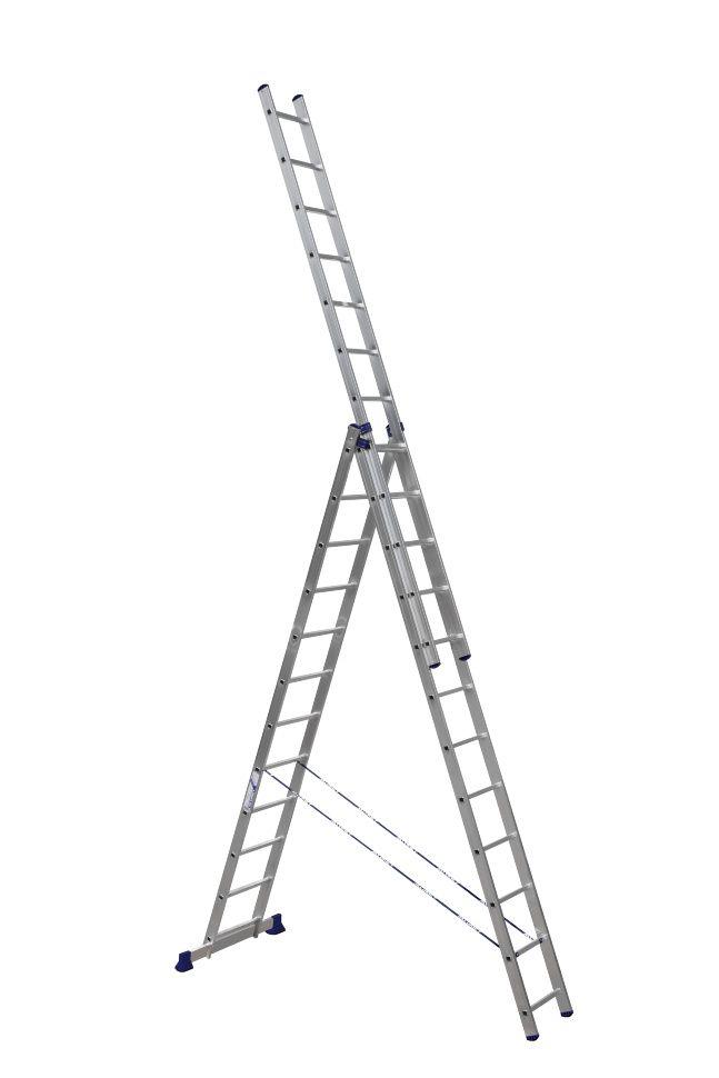 Алюмет Лестница алюминиевая профессиональная трехсекционная P3 (20 ступ. 577/1526см, 47.6кг) АЛЮМЕТ - фото 1 - id-p225088802