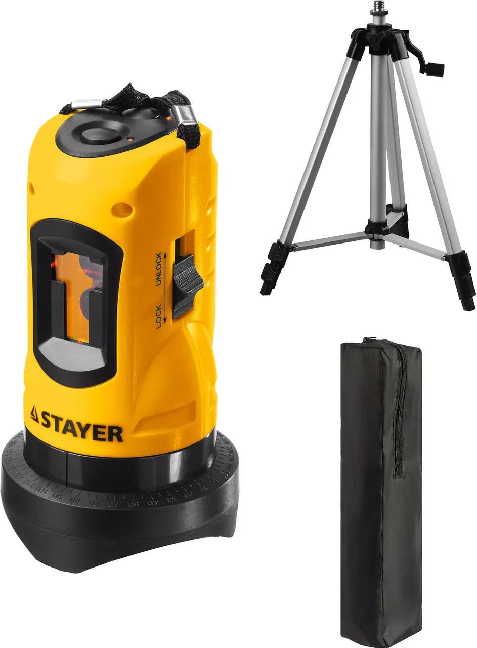 Stayer Нивелир лазерный линейный "SLL-1", дальность 10м, точн. +/-0,5 мм/м, штатив, сумка (34960-1) STAYER - фото 1 - id-p225087534