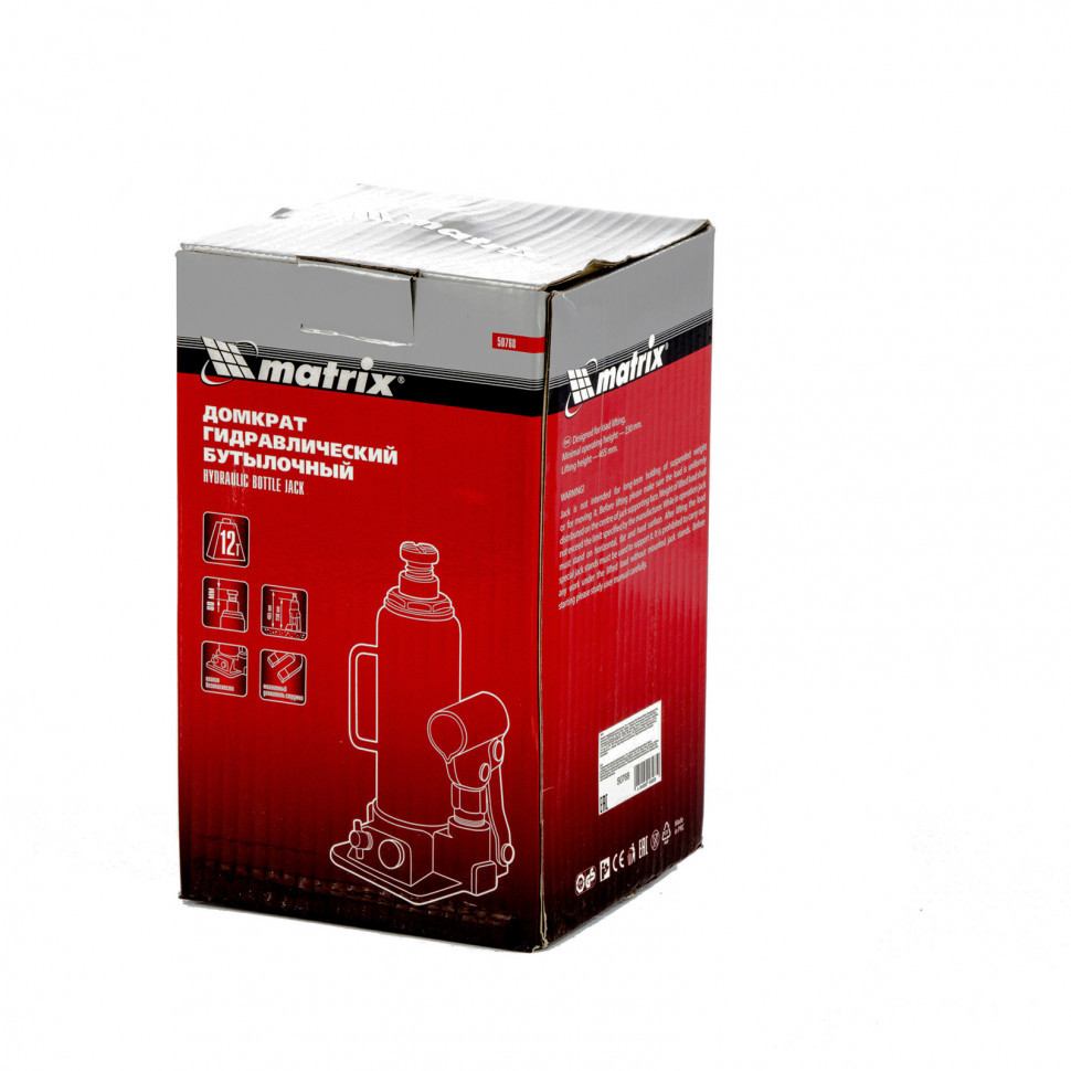 MATRIX Домкрат гидравлический бутылочный, 12т, h подъема 230 465мм (50768) MATRIX - фото 3 - id-p225088545