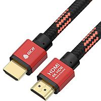 GCR Кабель PROF 1.0m HDMI 2.0, BICOLOR ECO Soft капрон, AL корпус красный, HDR 4:2:2, Ultra HD, 4K 60 fps