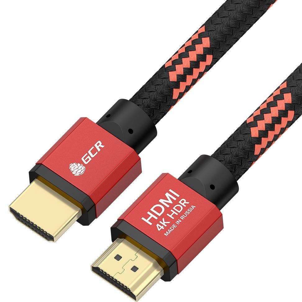 GCR Кабель PROF 1.0m HDMI 2.0, BICOLOR ECO Soft капрон, AL корпус красный, HDR 4:2:2, Ultra HD, 4K 60 fps - фото 1 - id-p225089839