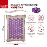 Подушка акупунктурная Нирвана бежевая, фиолетовые шипы, премиум-серия, фото 3