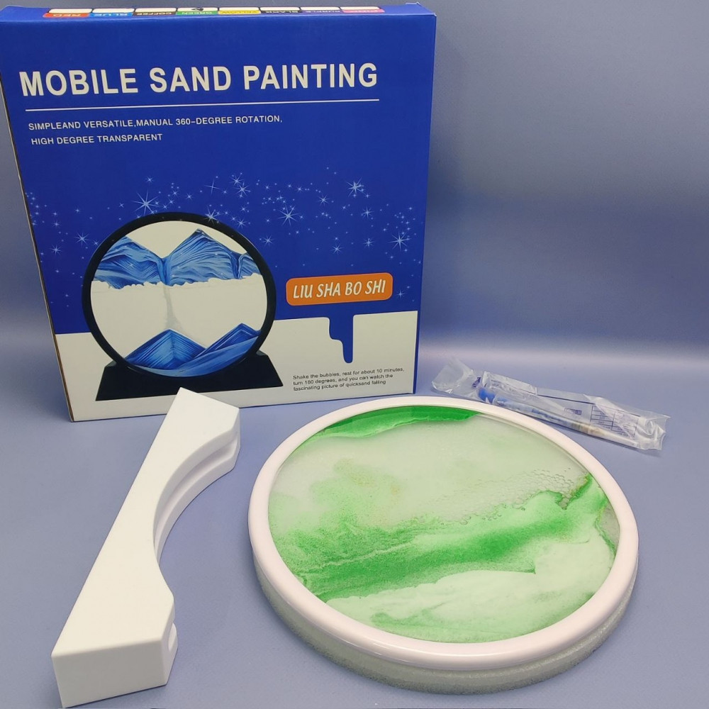 Песчаная 3D картина - антистресс Green Planet 25 см. Sand Painting / Движущаяся картина - подарок на подставке - фото 10 - id-p224166045