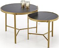 Журнальный столик Halmar Fatima 2 стола (черный мрамор/золотой)