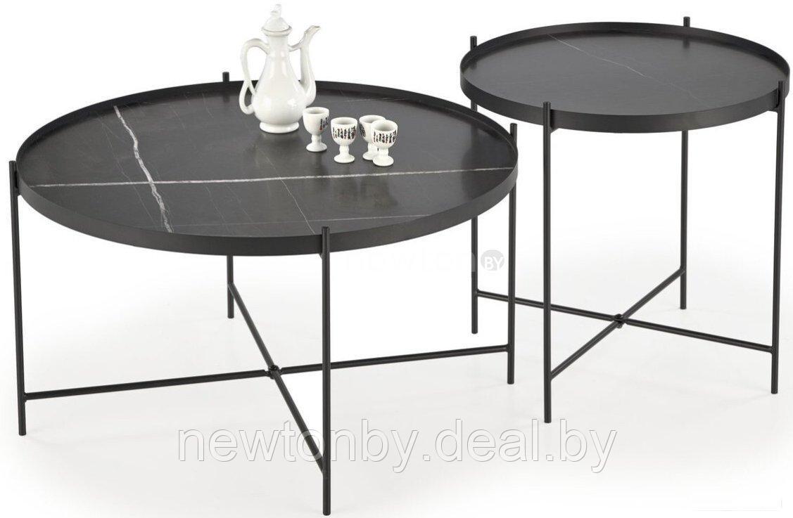 Журнальный столик Halmar Julieta, 2 стола (черный мрамор/черный) - фото 1 - id-p225095346