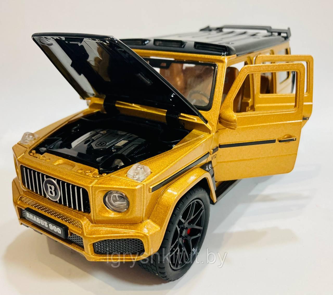 Металлическая машинка Mercedes-Benz G-klessa Brabus 90 золотой, свет, звук (мерседес золотой) - фото 6 - id-p225095677