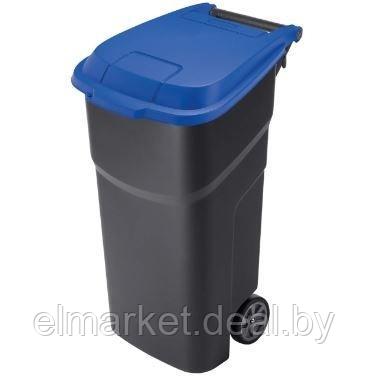 Урна для мусора на колесах Rotho Atlas 100 л черный/голубой - фото 1 - id-p225096089