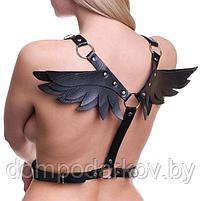 Портупея БДСМ Оки-Чпоки, с крыльями, на грудь, экокожа, размер OS, черный, фото 2