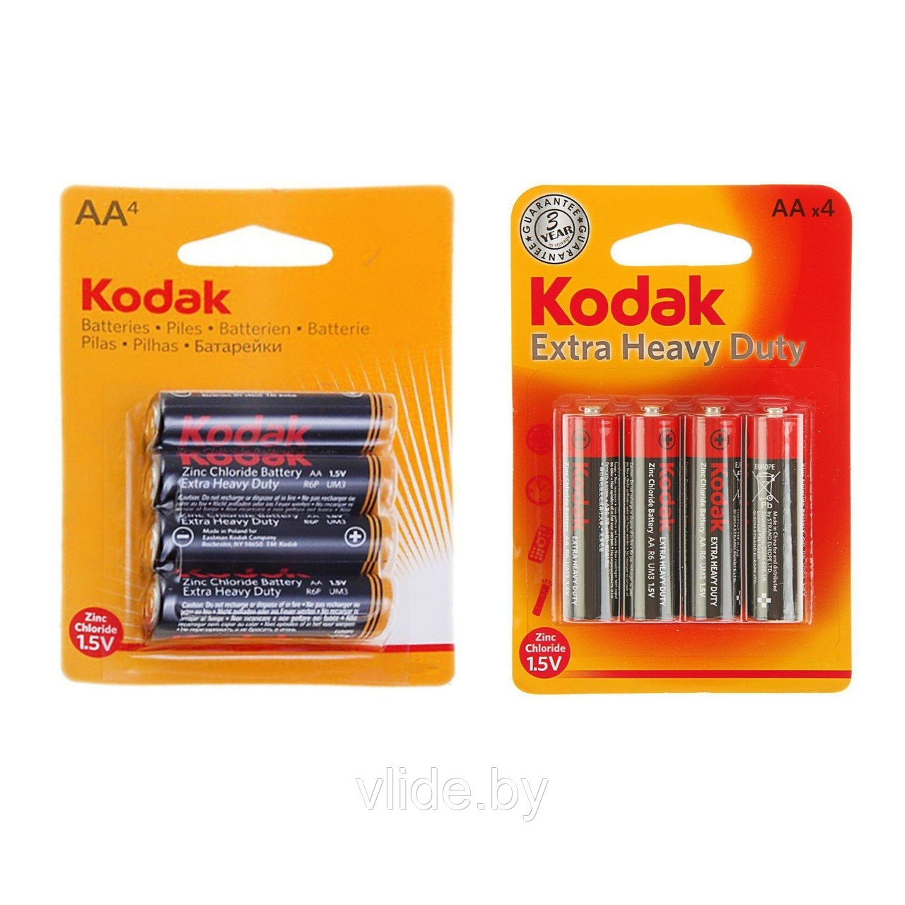 Батарейка солевая Kodak Extra Heavy Duty, AA, R6-4BL, 1.5В, блистер, 4 шт. - фото 3 - id-p225102490