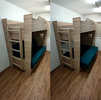 Двухъярусная кровать с диваном чехол велюр "Изумруд" в сборе (образец) в наличии