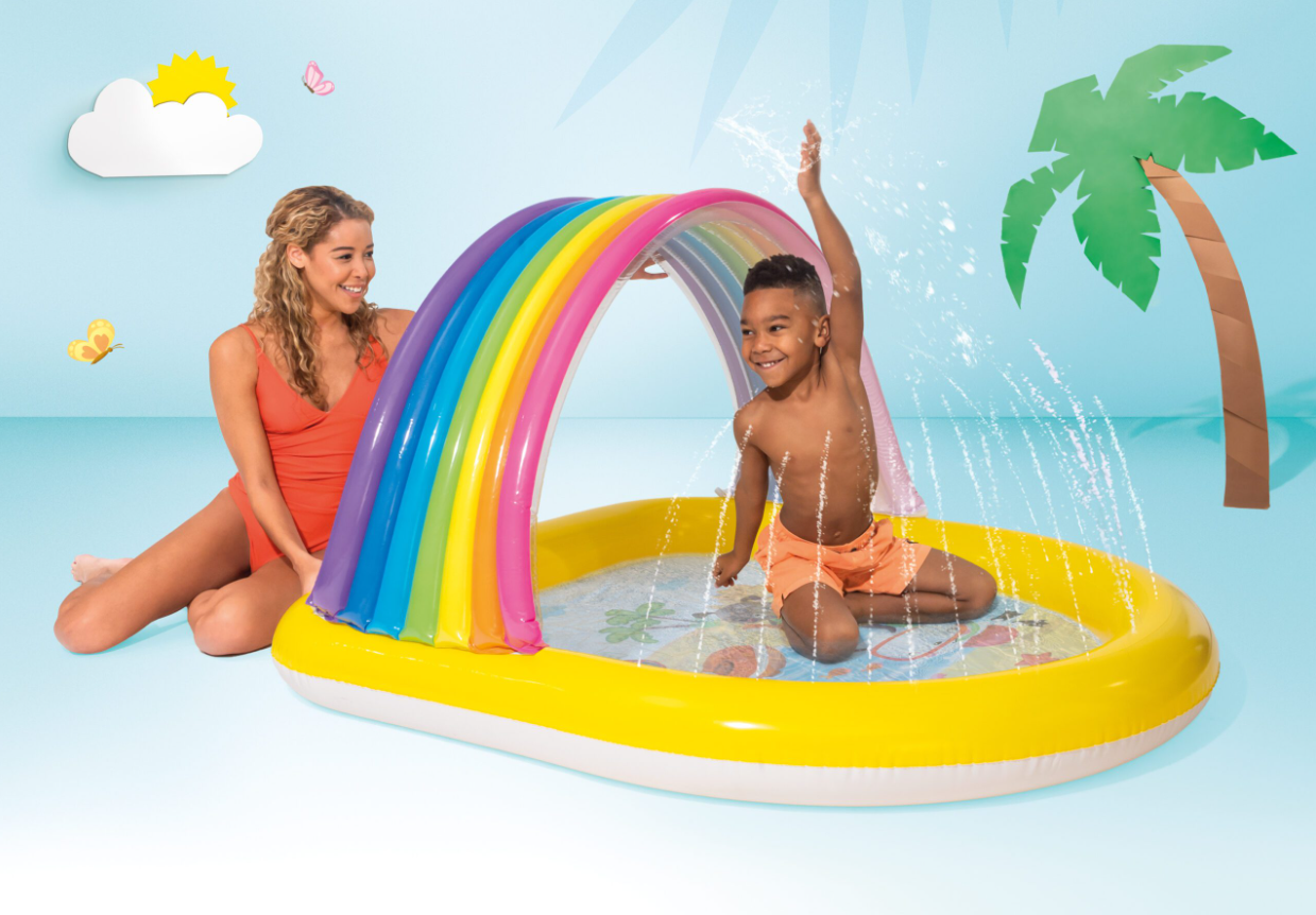 Бассейн детский надувной Intex Rainbow Arch Spray 57156 Радуга с фонтанчиками - фото 2 - id-p225104272