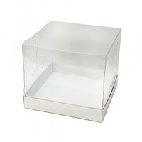 Коробка Серебро/Белая с прозрачным верхом 15*15*14 см