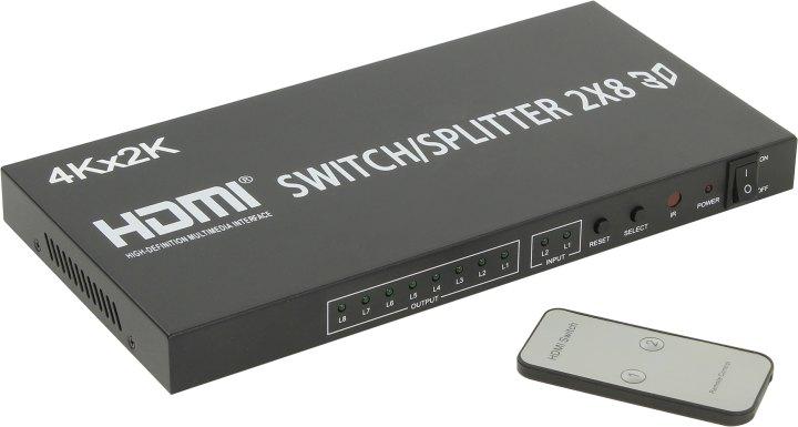 Разветвитель Orient HSP0208H 4K HDMI Switch/Splitter (2in - 8out ver1.4b ПДУ) + б.п. - фото 1 - id-p225107235