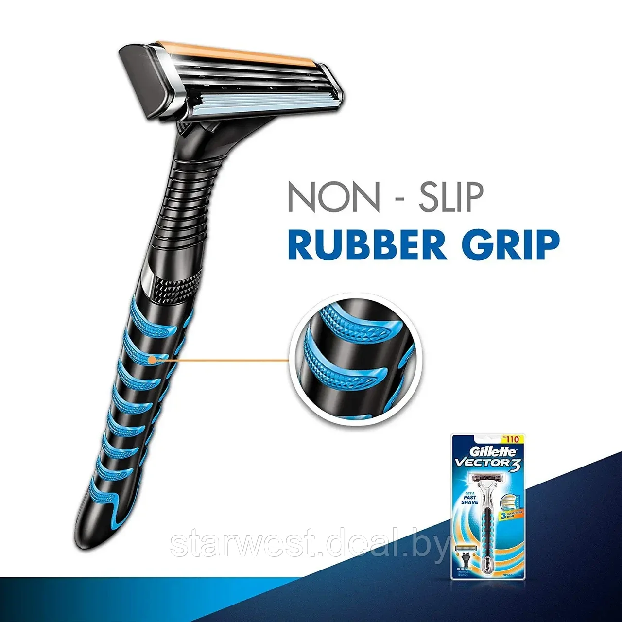 Gillette Vector 3 / Sensor 3 с 1 кассетой Бритва / Станок для бритья мужской - фото 3 - id-p225111391