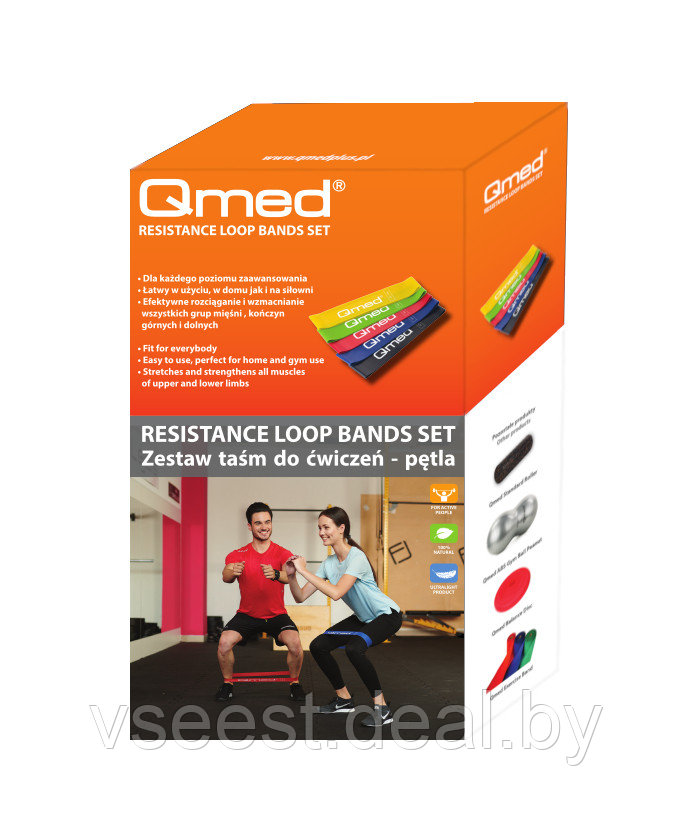 Эластичные ленты для фитнеса Qmed Resistance Loop Bands Set - фото 2 - id-p225111988